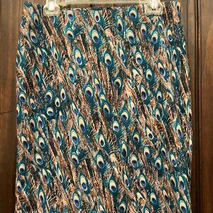 TALBOTS Peacock Feather Print Pencil Knit Skirt - Size 6